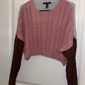 Forever 21 Pink, Gray, and Brown Knit Sweater